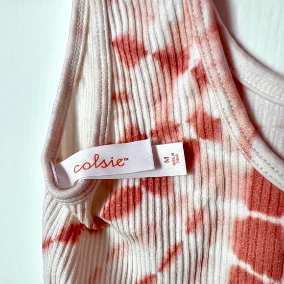 NWOT Colsie Women's Scoop Neck Ribbed Tie Coral/Peach Dye Bralette size M - Picture 5 of 5